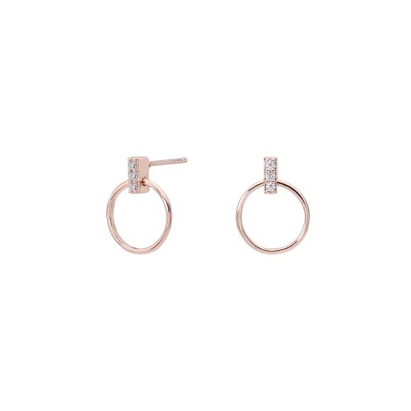 Aurate Circle Earrings With Diamond Bar - One Size Rose - Picture 1 of 2